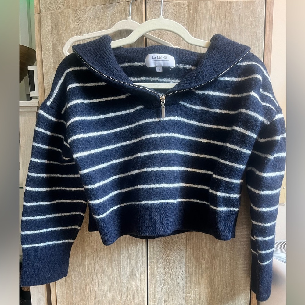La Ligne cropped quarter zip sweater